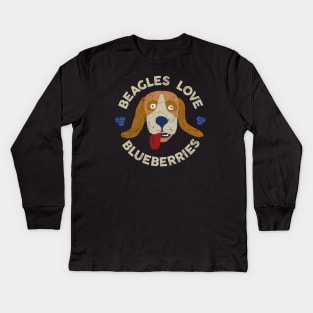 Fantastic Mr Fox - Beagles Love Blueberries - Weathered Dog - Circle Kids Long Sleeve T-Shirt